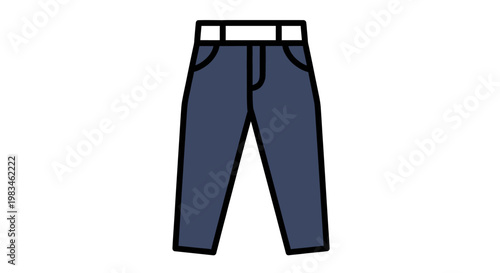 Simple graphic illustration of dark blue pants with a black outline