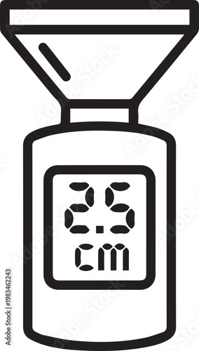 Premium Digital Rain Gauge Vector Icon with LCD Display for Weather Monitoring, Climate Data Visualization, Agricultural Tracking, Smart Home Systems, Environmental Science Dashboards, IoT