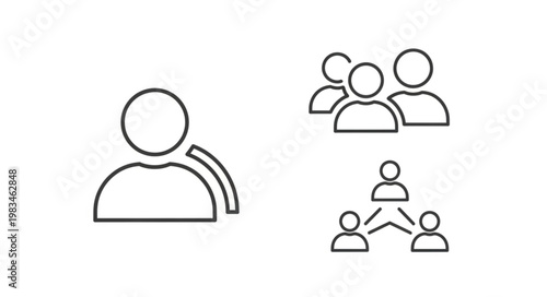 Simple Line Icons Representing People and Connections.