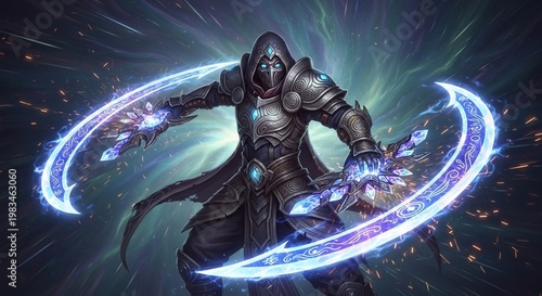 Fantasy character wielding magical glowing energy.