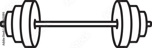 Premium High-Quality Black & White Vector Icon Depicting a Weightlifting Barbell Loaded with Plates for Fitness Apps, Gym Workouts, Strength Training, Health & Wellness Branding, Personal