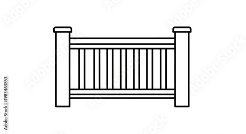 Stylized linear depiction of a section of railing with vertical balusters