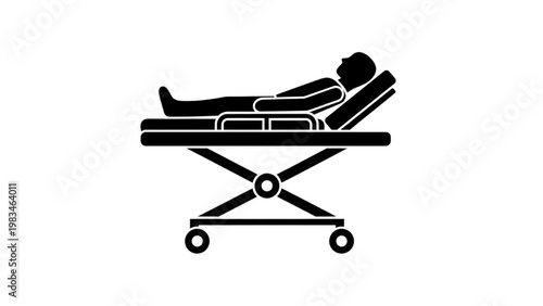 Isometric View Hospital Emergency Room Architectural Blueprint Silhouette Vector Illustration – Medical Facility Layout Design