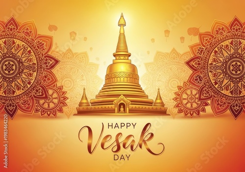 An artistic illustration celebrating the joyous and peaceful occasion of the happy vesak day festival.
