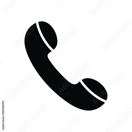 Simple black silhouette of a vintage telephone handset design