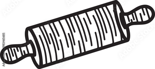 Premium High-Resolution Wooden Grain Texture Rolling Pin Vector Icon Perfect for Baking Recipes Apps Food Bloggers Kitchen Designers Home Decor Branding Packaging Designs Minimalist Food