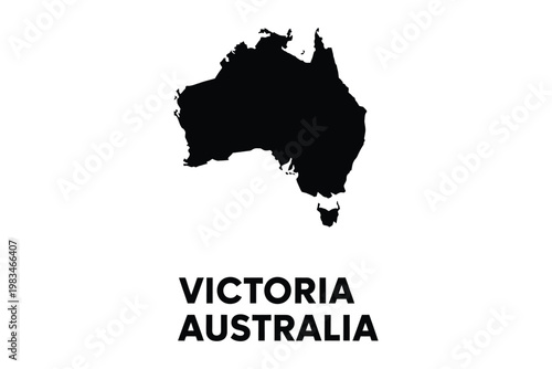 Black silhouette of Australia with the word victoria australia below