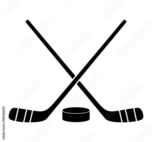 Photography Hockey icon modern vector illustration black sticks and puck sport symbol ice ho