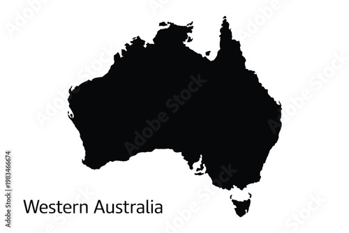 Silhouette of australia with western australia labeled below