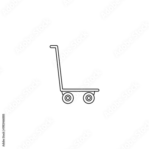 Minimalist outline icon of a two wheeled hand truck dolly