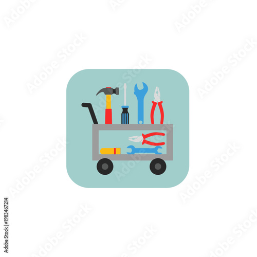 Hand tool cart icon for construction and maintenance