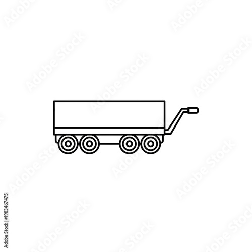 Simple line art illustration of a construction site dump trailer