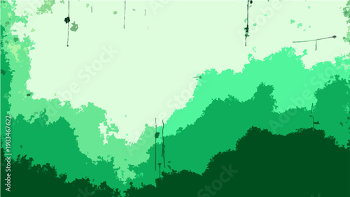 Vector Green tone grunge background in forest and abstract nature scene with calm and fantasy is shown.