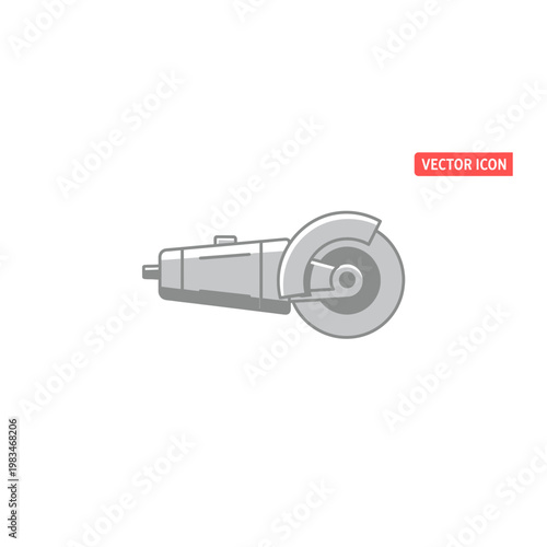 Angle grinder tool icon with a simple vector icon representing an angle