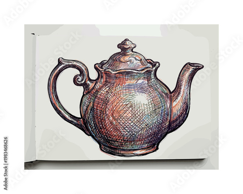 Ceramic teapot with curved spout and lid featuring handcrafted detailing and balanced proportions in expressive vibrant multicolor
