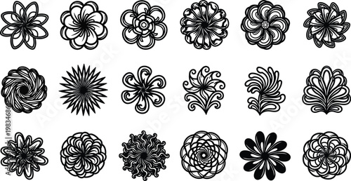 Εκτύπωση καμβά Black and white floral flowers patterns