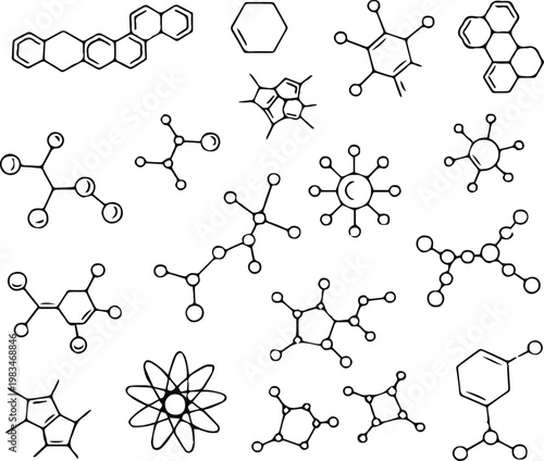 molecule chemical structure set organic compounds diagram vector packs
