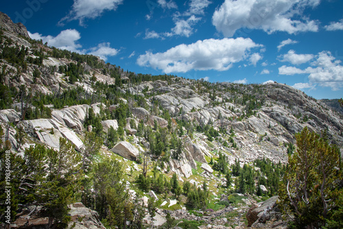 The ancient granite bedrock of the Beartooth Mountains,  Beartooth Wilderness, Montanna, USA