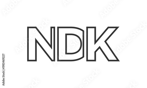 NDK logo design template with strong and modern bold text. Initial based vector logotype featuring simple and minimal typography. Trendy company identity.