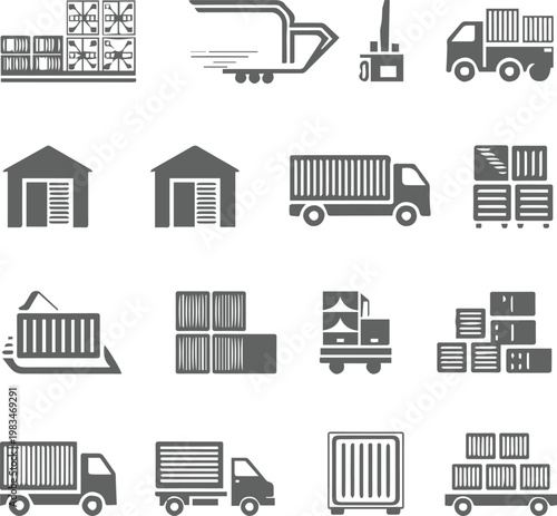 logistics simple line icons supply chain transport storage and move