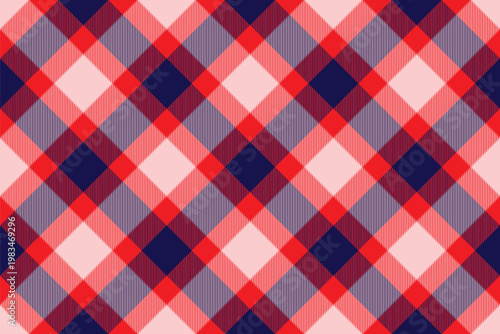 Aesthetic fabric plaid texture, perfection pattern background check. Table cloth textile seamless vector tartan in red and light colors.