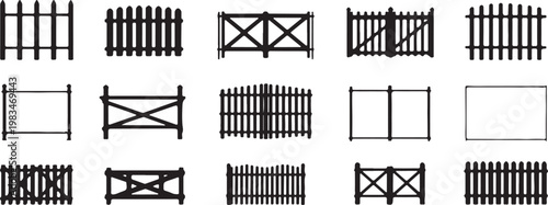 fence design set fence vectors including picket panel and gate