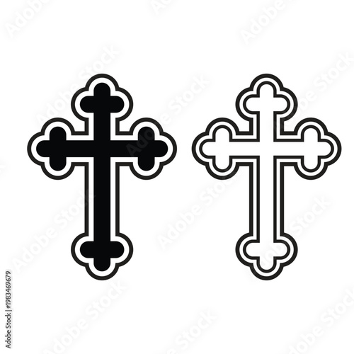 orthodox christian cross icon set black and white