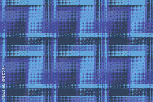 Fold fabric texture textile, graphical seamless plaid background. Repeatable patterns pattern vector tartan check in blue and cyan colors.
