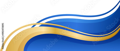 Abstract Blue and Gold Wave Corner Border Background