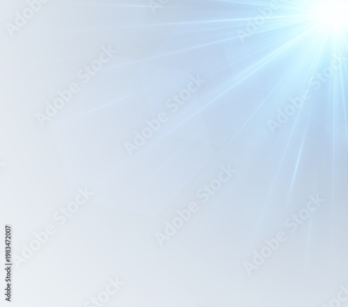 Sun rays and light flare with sparkle on a blue abstract background. Glow, shine, and burst effects enhance the transparent overlay.

