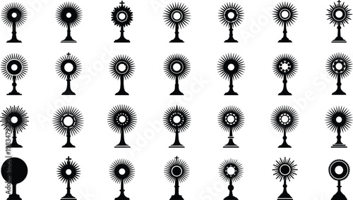 Religious monstrance silhouette collection for catholic church liturgical events and spiritual art