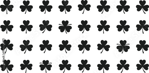 Shamrock clover leaves icons set for st patricks day celebrations and irish cultural heritage design