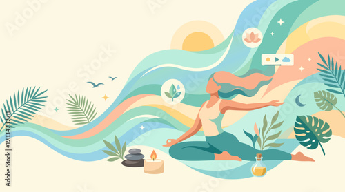 Wellness Brand Backdrop With Soft Luminous Waves