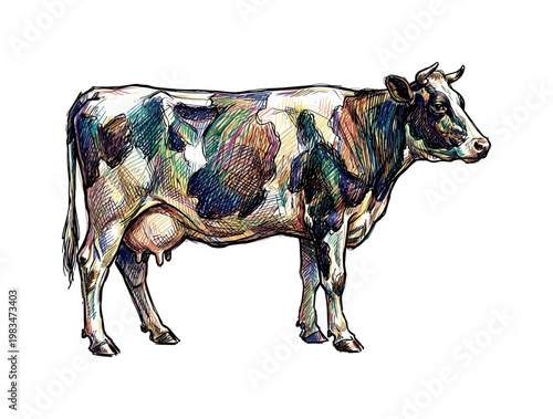 Full body cow standing in side profile with large sturdy frame and visible udder forming classic farm animal silhouette in