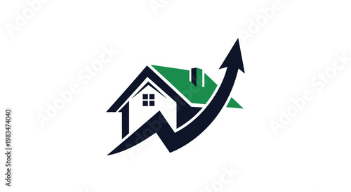 Real Estate Market Growth Chart with House Icon
