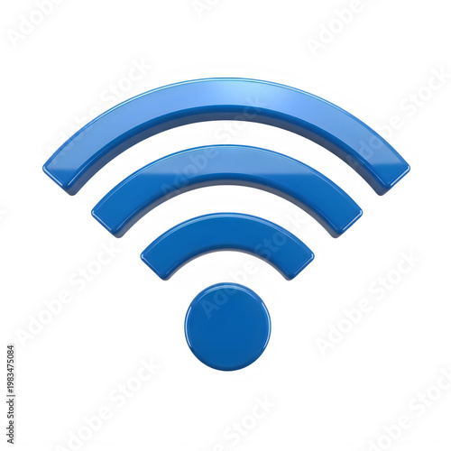 A blue wifi symbol on a white background