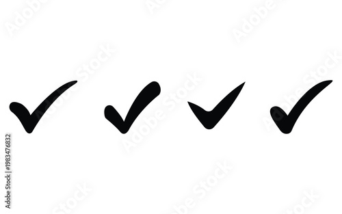 Check mark tick icon set simple approval validation symbols minimal vector design
