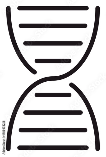 Quadro su tela Minimalist black vector icon illustration of a DNA double helix, representing genetics, biology, and medical research
