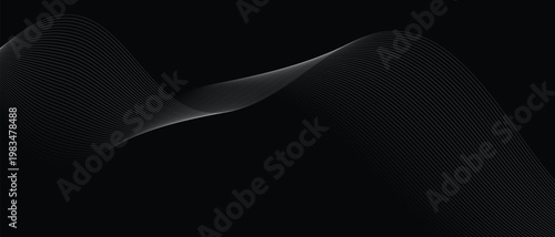 abstract creative black white blend wave line design on dark background.