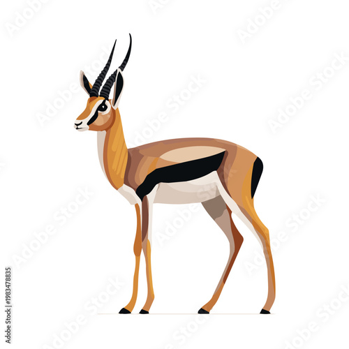 Minimal 2D flat vector of a Gazelle, icon-style illustration on a white background