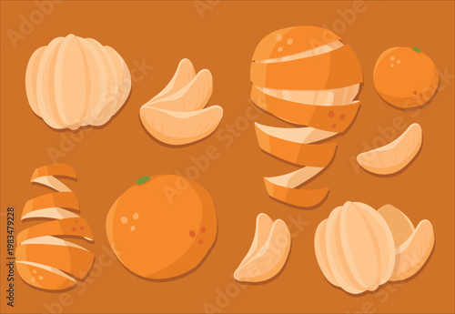 Flat style orange set isolated on white background