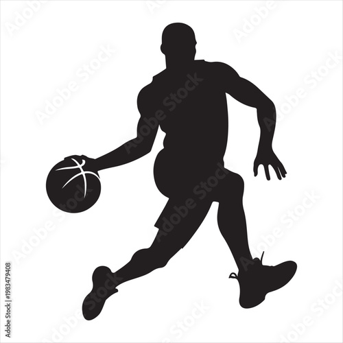Basketball player abstract silhouette outline logo design concept illustration idea