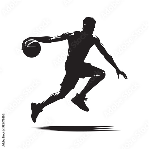 Basketball player abstract silhouette outline logo design concept illustration idea
