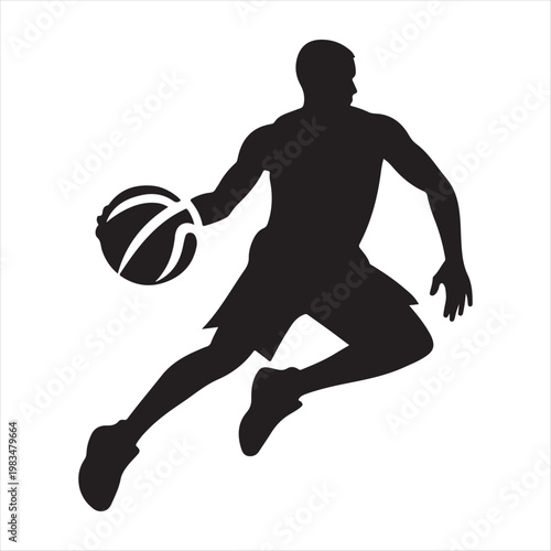 Basketball player abstract silhouette outline logo design concept illustration idea