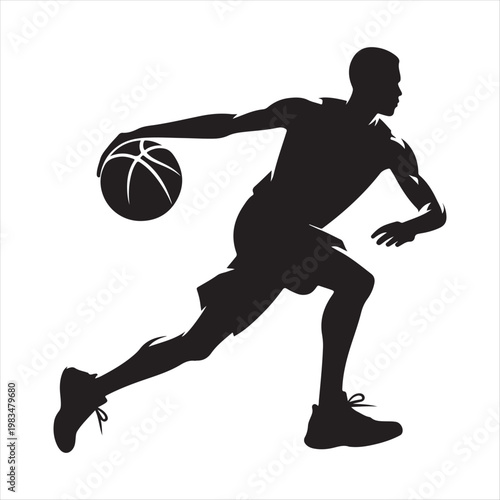 Basketball player abstract silhouette outline logo design concept illustration idea