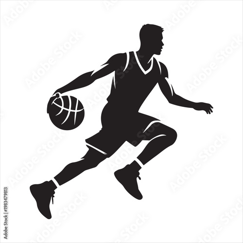 Basketball player abstract silhouette outline logo design concept illustration idea