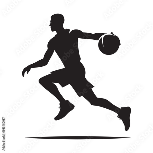 Basketball player abstract silhouette outline logo design concept illustration idea