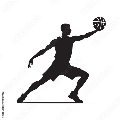 Basketball player abstract silhouette outline logo design concept illustration idea