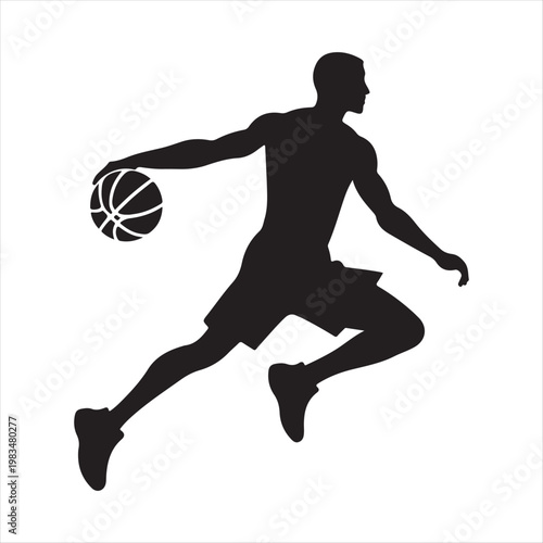 Basketball player abstract silhouette outline logo design concept illustration idea