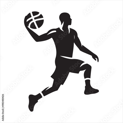 Basketball player abstract silhouette outline logo design concept illustration idea